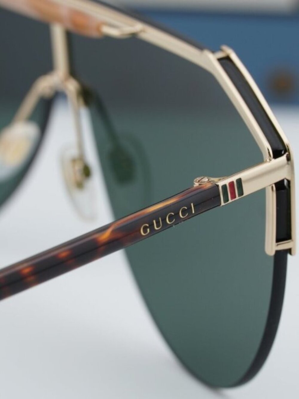 Gucci GG0584S 002 Shield Sunglasses - Gold\Green - Picture 6 of 11